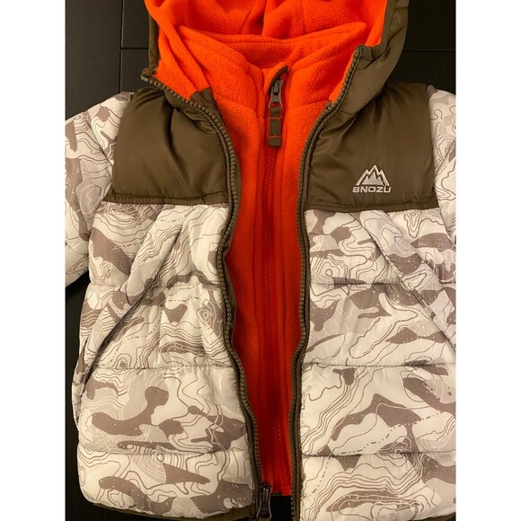 SNOZU Two-in-One Hooded Cold Weather Jacket Toddler 2T Fleece Lined Coat Camping - Picture 1 of 13